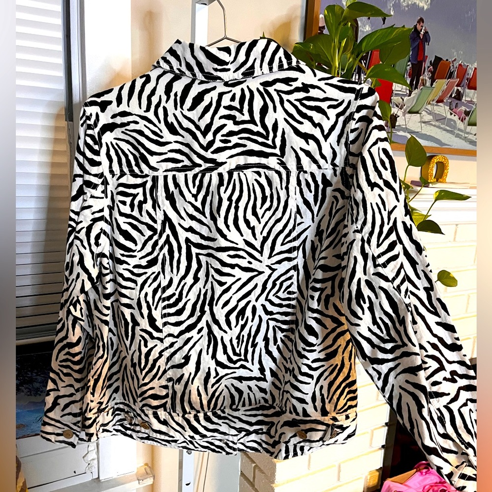 Carole Little Zebra Print Linen Blend Jacket 1x - Picture 4 of 6